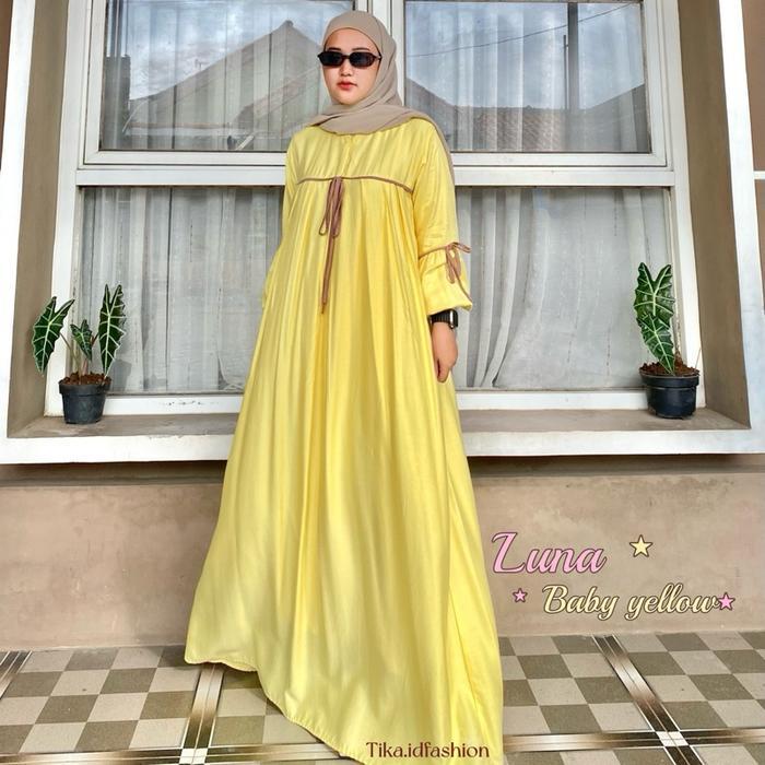 LUNA Dress gamis by Tika.id homedress raya series rayon dan twill lembut super adem dan nyaman gamis