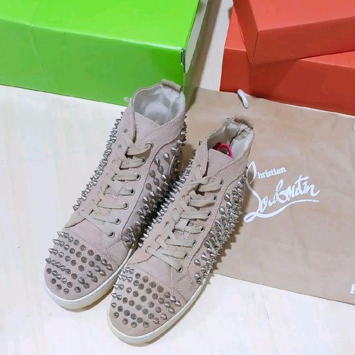 Christian Louboutin Spike Accents Suede Sneakers