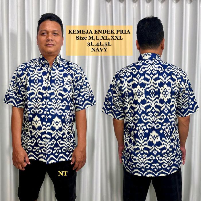 Kemeja Endek Bali Pria Lengan Pendek