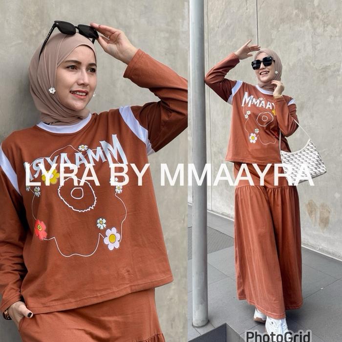 LYRA BY MMAAYRA Oneset Atasan dengan rok terbaru bahan kaos combed
