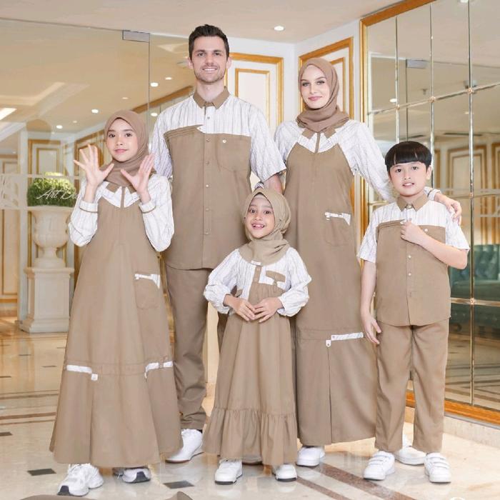Setelan Busana Muslim Sarimbit Ethica Elfa 314 Almondine untuk Ibu dan Anak - Panjang, Keluarga, Baj