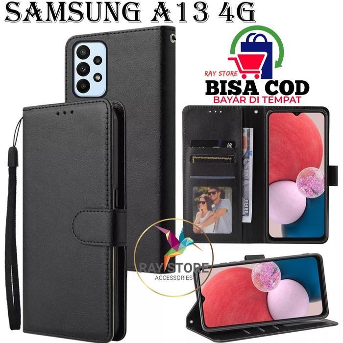 SAMSUNG A13 4G FLIP LEATHER CASE PREMIUM-FLIP WALLET CASE KULIT UNTUK SAMSUNG A13 4G - CASING DOMPET