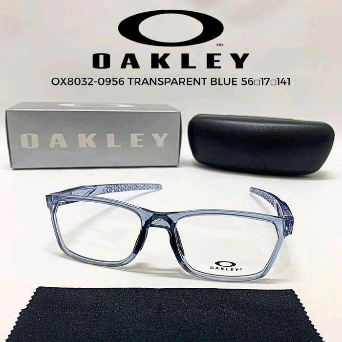 Oakley Kacamata OX8032-0956 Transparent Blue 56-17-141 dengan Case Hitam dan Kain Pembersih