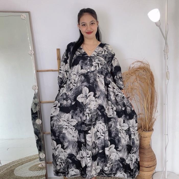 Dress Midi ALIFAH Marbel | Daster Rayon ALIFAH Marbel Biru Hijau