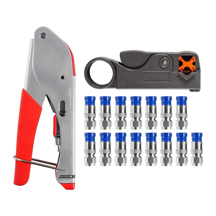 Alat Crimping Kabel Kit Alat Kompresi Koaksial untuk RG6 RG59 dengan