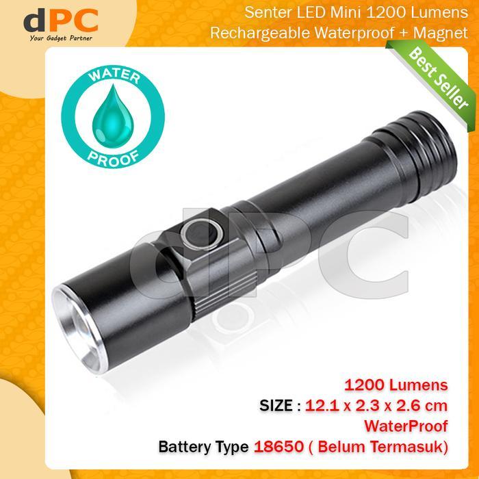 Senter LED Mini 1200 Lumens Rechargeable Waterproof Magnetic