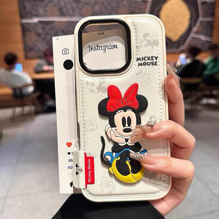 case iphone 17 16 promax 15 promax 14 13 promax pro bahan leather corak cartoon 3d