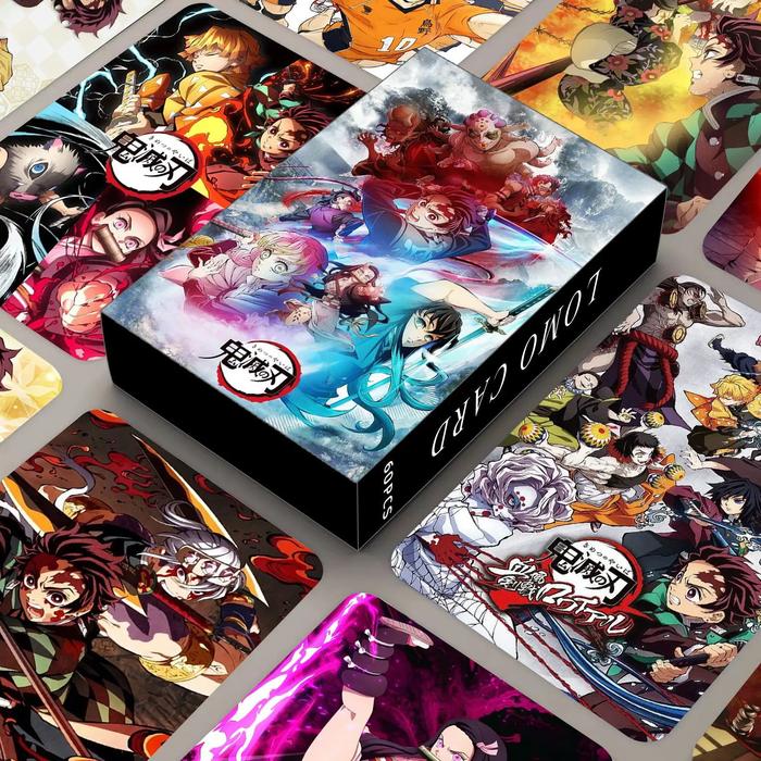 60pcs/set Anime Demon Slayer Nezuko Tanjirou Zenitsu Double sided printing Postcard Lomo Card Greeti