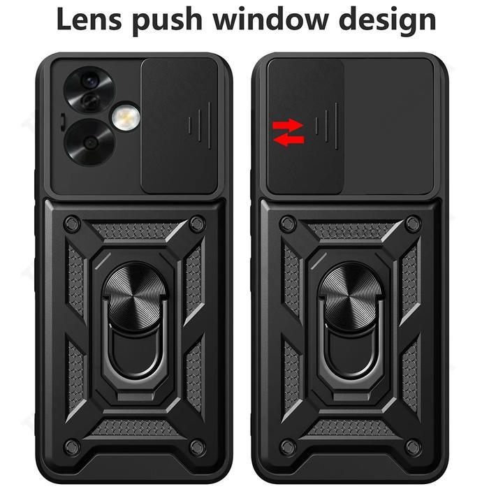 [HANYA CASING !] Phone Case Compatible With Case OPPO A79 5G Military Case Armor Slide Ring Case Sta