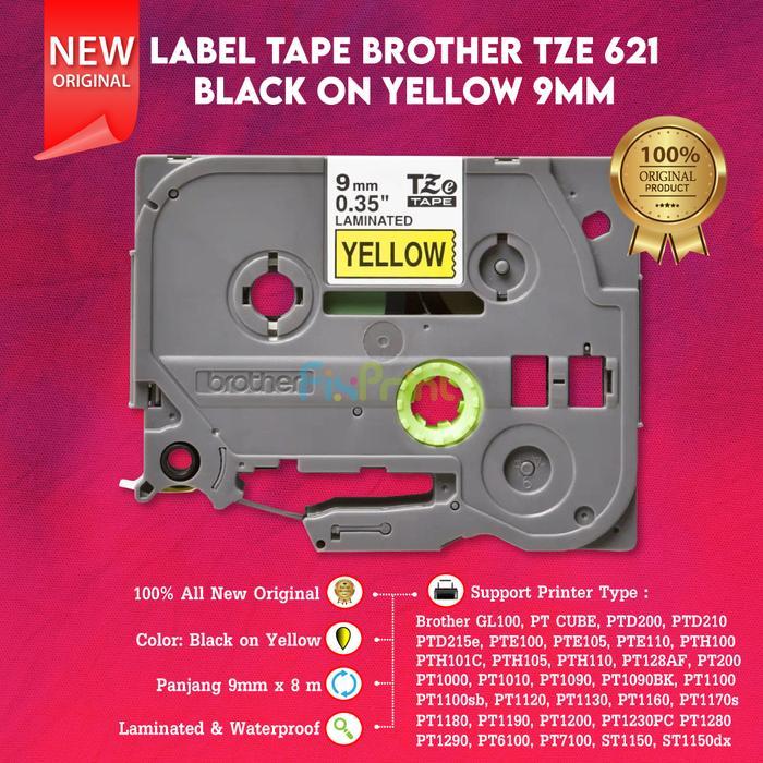 sale Label Tape New Original Bro TZE-621 TZE 621 TZE621 Black On Yellow 9mm