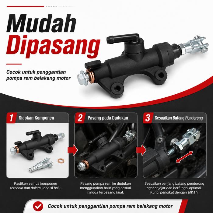 Pompa Rem Belakang Motor Universal Master Rem Hidrolik Motor Komponen Rem Pengganti Pompa Rem Belaka