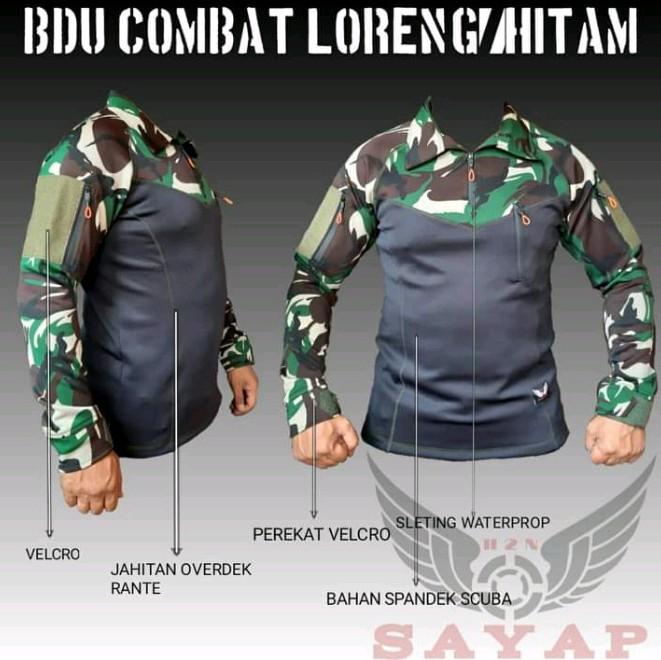 BAJU KAOS BDU TNI SCUBA IMPORT,BAJU BDU TNI LENGAN PANJANG