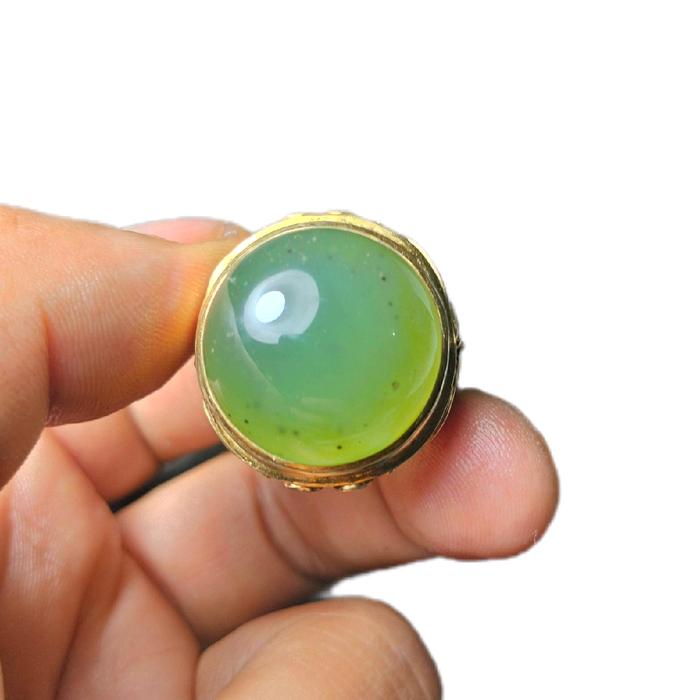 Cincin Batu Akik Hijau Garut Cikolak - BGT085 untuk Pria