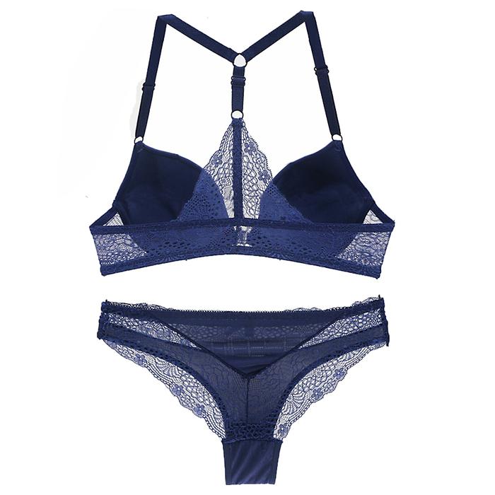 2022 New Y Halter Deep V Push Up Bras Set Solid Smooth Bow Decorative Women Underwear Ab Cup Girls L