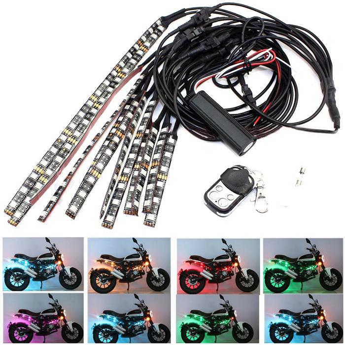12 In1 RGB LED Atmosphere Car Motorcycle Chopper Frame Glow Lights