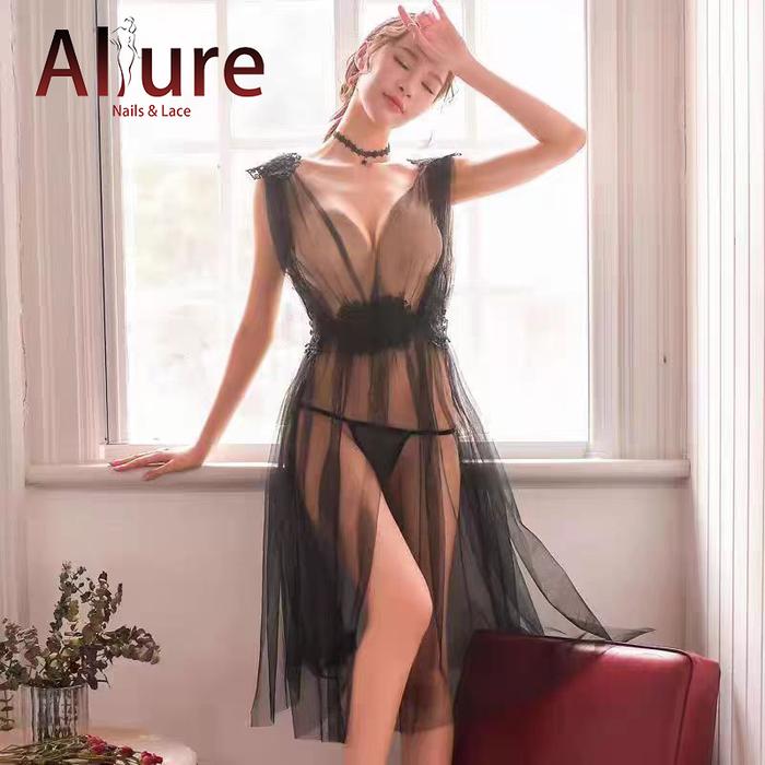 ALLURE [Pengiriman Rahasia] Setelan Piyama Seksi dengan Renda, Dua Potong Tanktop Katun lingering ho