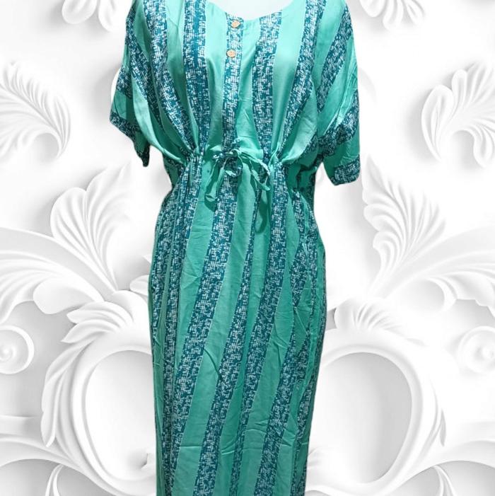 Daster Fayyana Busui Motif Belang Serut Depan dengan Kancing Depan - Celana, Baju