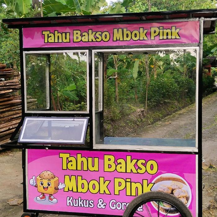 Gerobak Besi Serba Guna Tahu Bakso Mbok Pink Kukus & Goreng Dengan Desain Menarik Dan Fungsi Multifu