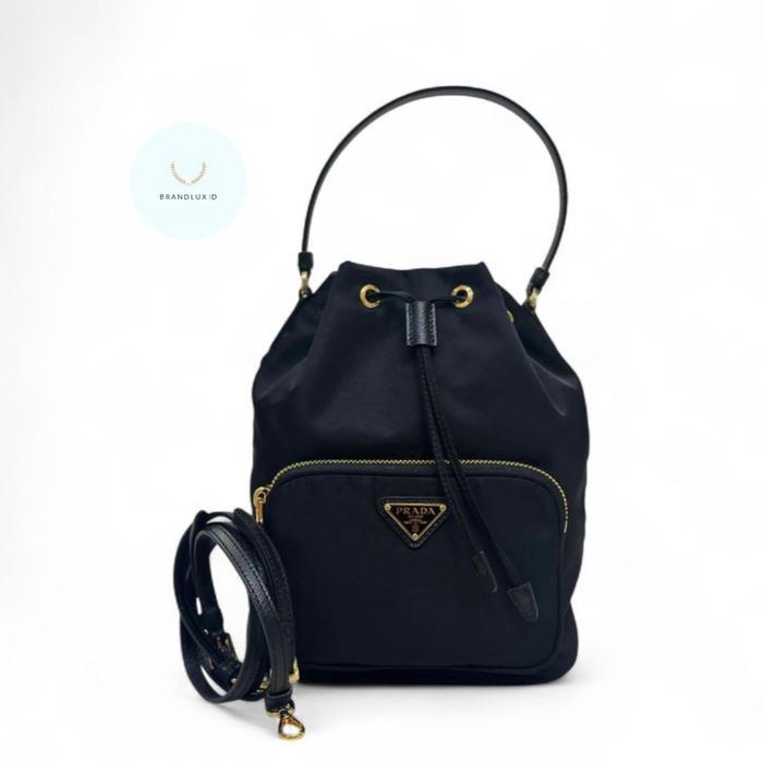 PRADA RE-NYLON BUCKET BAG IN BLACK