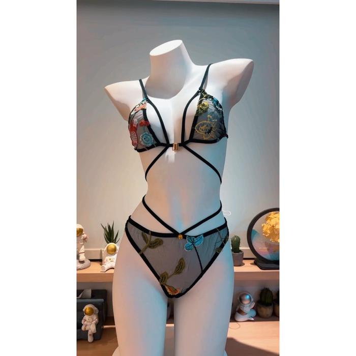 N sexy bra set wanita Lingerie sexy bh dan gstring transparan