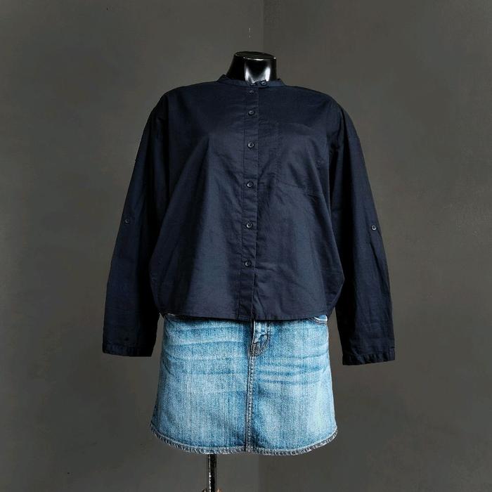 JUCY JUDY NAVY O SHAPE TUNIC BLOUSE