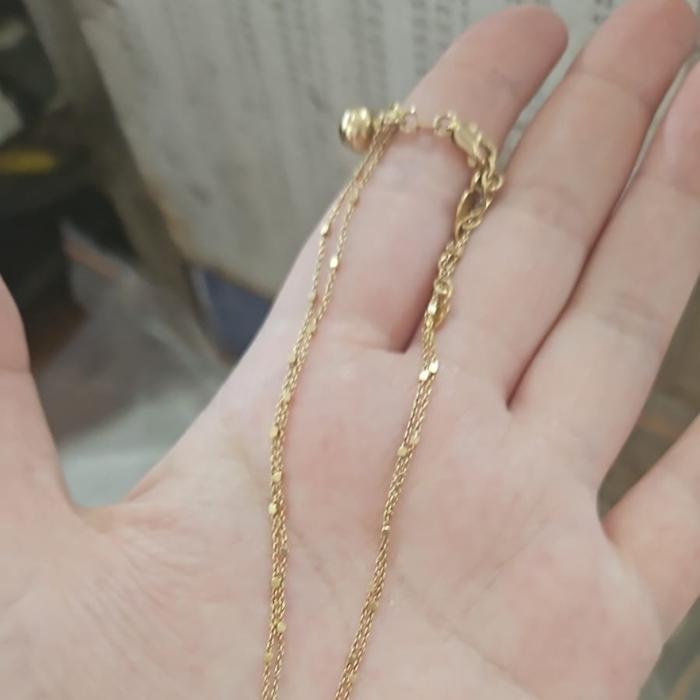 Gelang Kaki Double Layer 2 Susun Gold Emas Asli 375 8K Ubs 26 Cm Bunyi