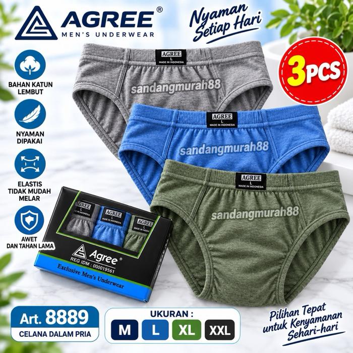 [ 3 PCS ] CD Agree 8889 | Celana Dalam Cowok Dewasa Agree | CD Agree 8889 Maxi