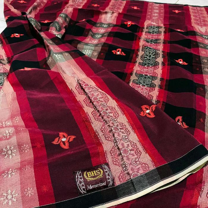 BHS Exctelent Mercerized Kain Tenun Merah Hitam dengan Motif Eksklusif dan Kualitas Terbaik