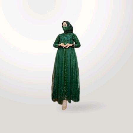 AULYA - GAMIS BAJU PESTA BRIDESMAID BRUKAT TILE DEPAN BELAKANG FURING JUMBO M L XL XXL LEBARAN SERAG