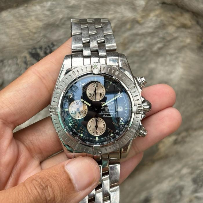 Brietling Jam Tangan Pria Tali Rante Mesin 7750 Mulus Normal Lancar Mewah Kualitas Terbaik