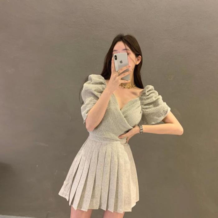 ◤Promo◢ Jodie Blouse Crop Top Crepe Wanita Korean Style Kekinian