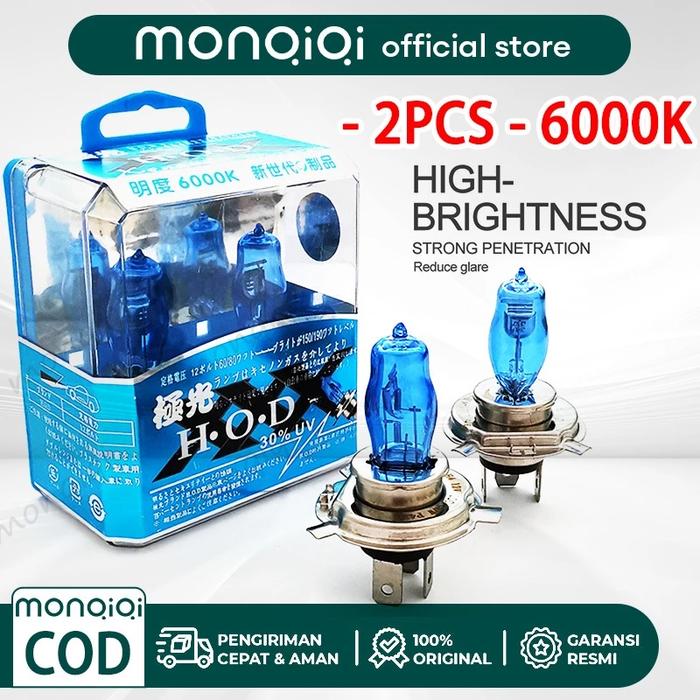Monqiqi Lampu Depan Mobil LED Super Terang 2PCS Lampu Halogen H4 100w 12v 6000k Warna Putih Untuk Fo