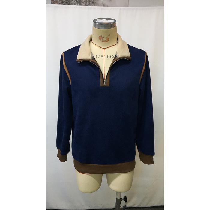 2025 Men's Vintage Suede Patchwork Lamb Fleece Quarter Zip Pullover, Stand Collar Casual Jacket, Ret