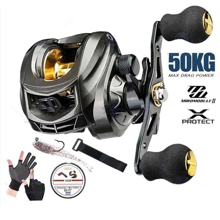 Fishing Reel Fishing Rod Set Pancing BC Reel 7.2:1 Metal Fishing Reel Max Drag 8kg Sistem 1set alat 