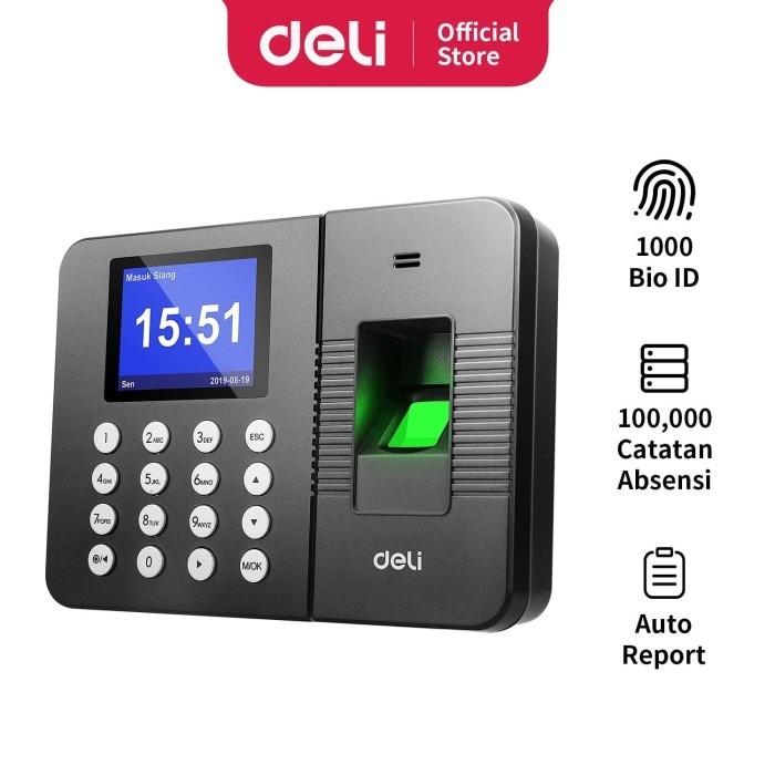 Deli Mesin Absensi Sidik Jari Bahasa Indonesia - USB tanpa instalasi software E3960
