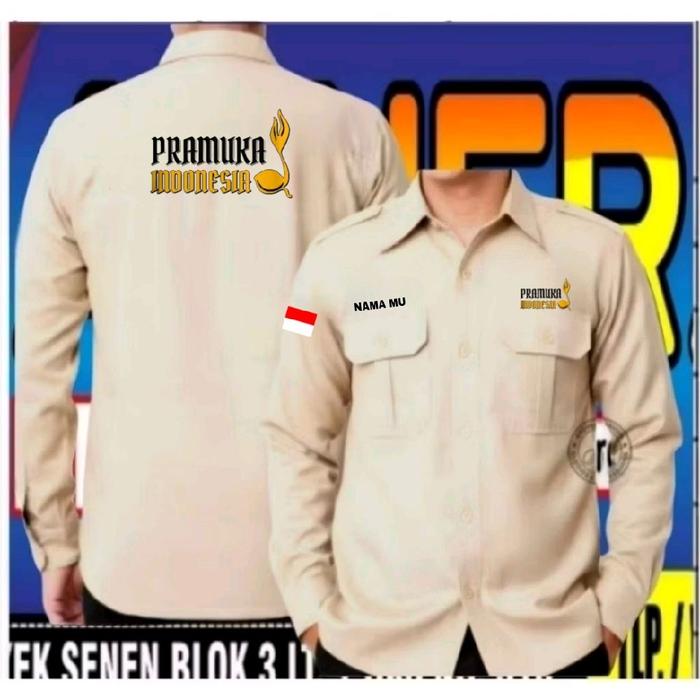 ready stok warna krem kemeja Pramuka Indonesia baju Pramuka Indonesia seragam Pramuka Indonesia pdh