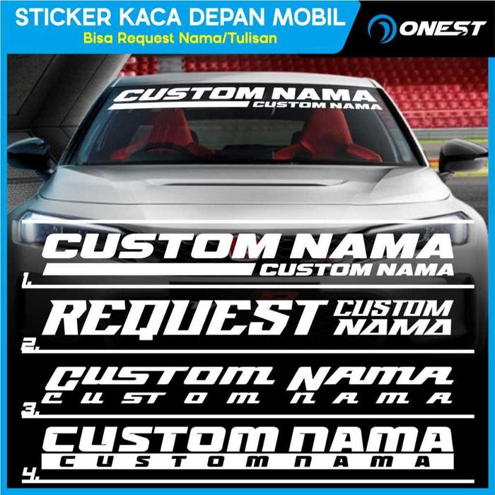 Cutting Sticker Kaca Mobil Depan V4 Stiker Nama Custom