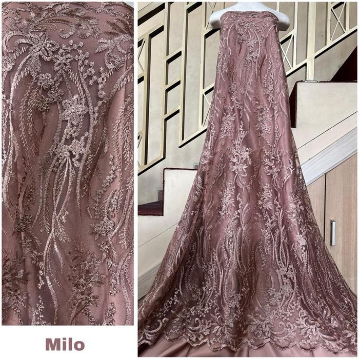 Kain Tile Tulle Bordir Pingiran Motif sri dewi Brokat Akar Mutiara Polos Renda Harga Setengah Meter
