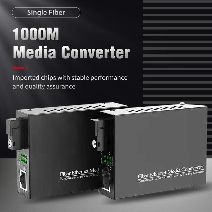 1 Pair Gigabit Single Fiber Media Converter Fiber Optic To Rj45