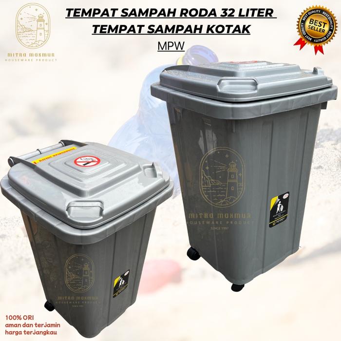 READY TEMPAT SAMPAH RODA 32 LITER MPW / TEMPAT SAMPAH MURAH / TONG SAMPAH MODERN / KOTAK TEMPAT SAMP