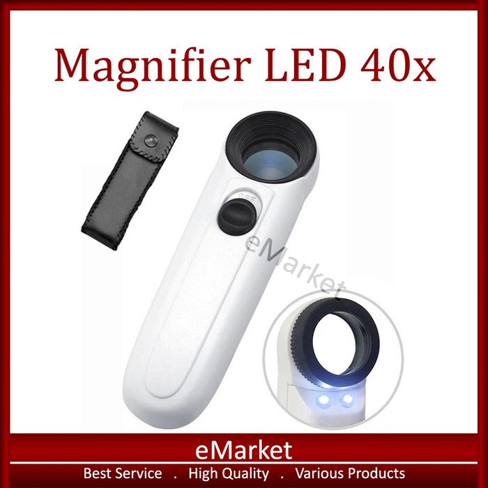 Kaca Pembesar LED 40x / Lampu Lup Lensa Magnifier Handheld / Membaca Perhiasan Komponen / Loupe
