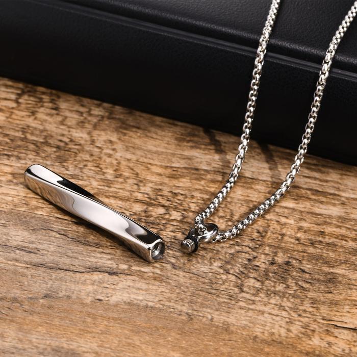Ashes Urn Necklaces for Men,Waterproof Stainless Steel Mobius Vertical Bar Pendant Collar with Funne