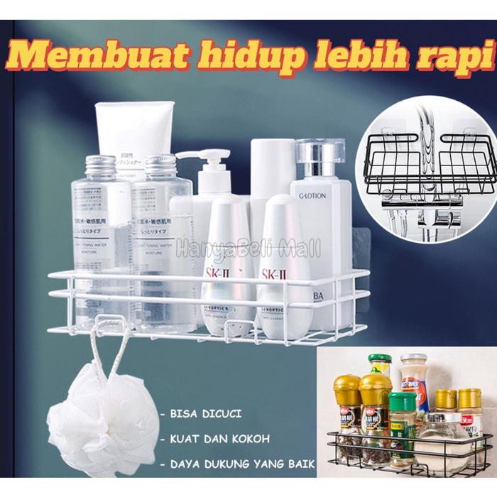 HBM Rak Dinding Besi Serbaguna Rak Tempel Besi Kamar Mandi Rak Dinding Kamar Mandi Tanpa Paku Rak Te