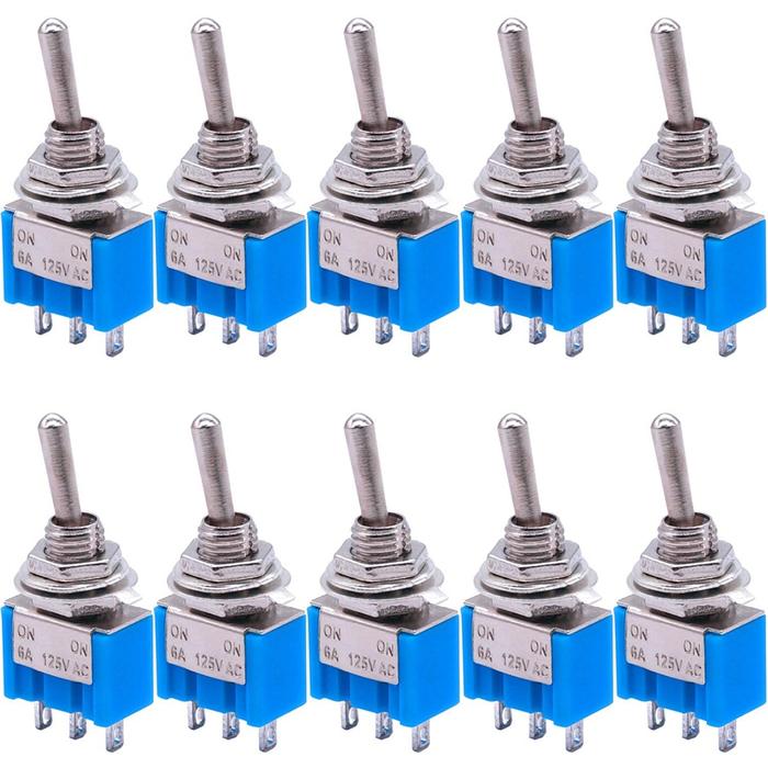 10Pcs SPDT Mini Toggle Switch 3-Pin 2 Position ON/ON Miniature Toggle