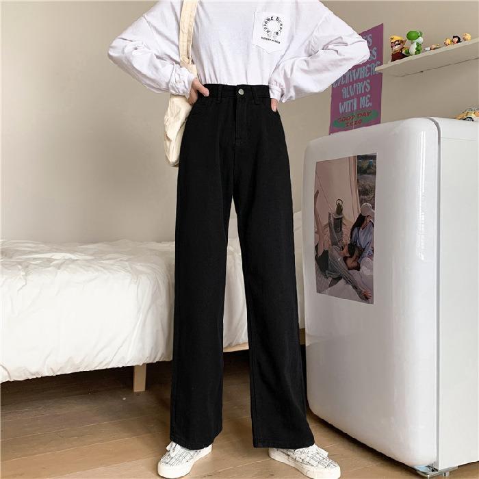storelly99 VC-008 NF Celana Panjang Wanita Hitam Terbaru Celana Denim Putih Highwaist Kasual Kulot P