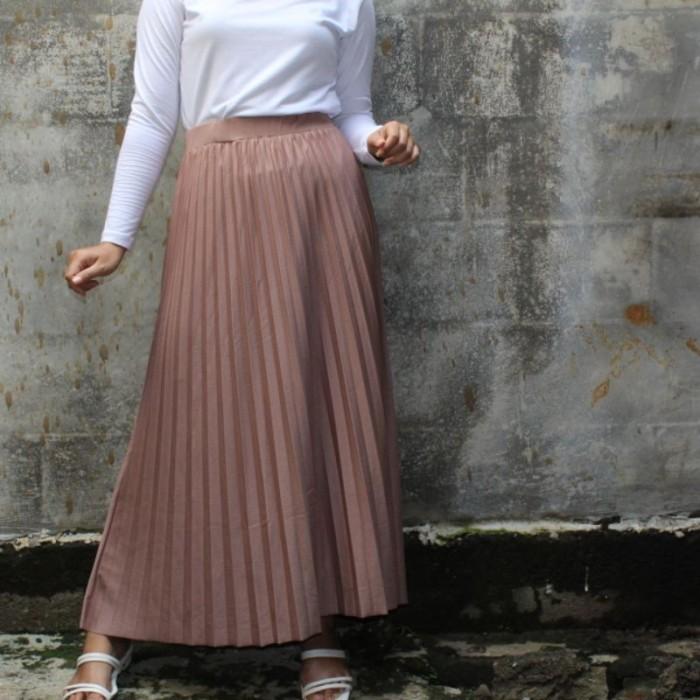 YUESHI Rok Plisket Lebar Import Bayak Warna