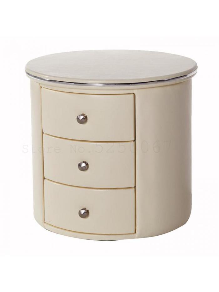 Simple round leather bedside table microfiber leather bedside table