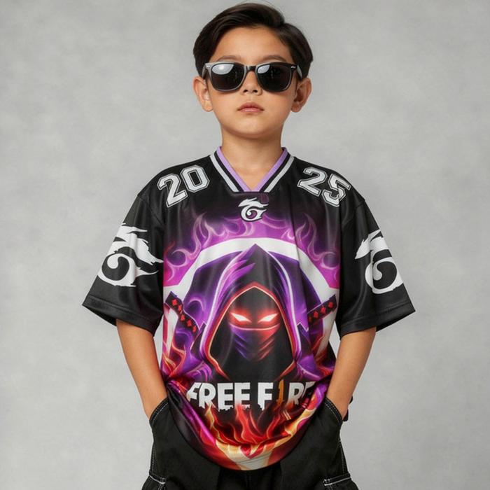 Baju FF Jersey FreeFire Oversize Anak FF Streetwear Gaming Gratis Nama