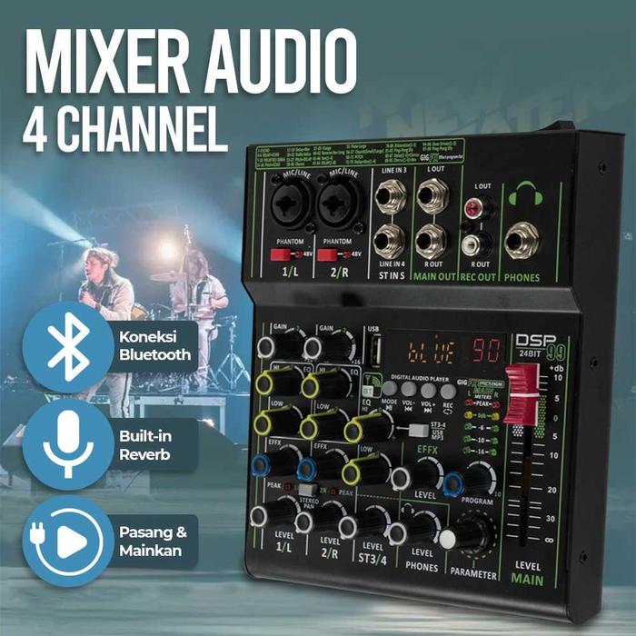 CYMIC USB Audio Mixer Bluetooth Karaoke 4 Channel 99 DSP Effects - LM4-DSP