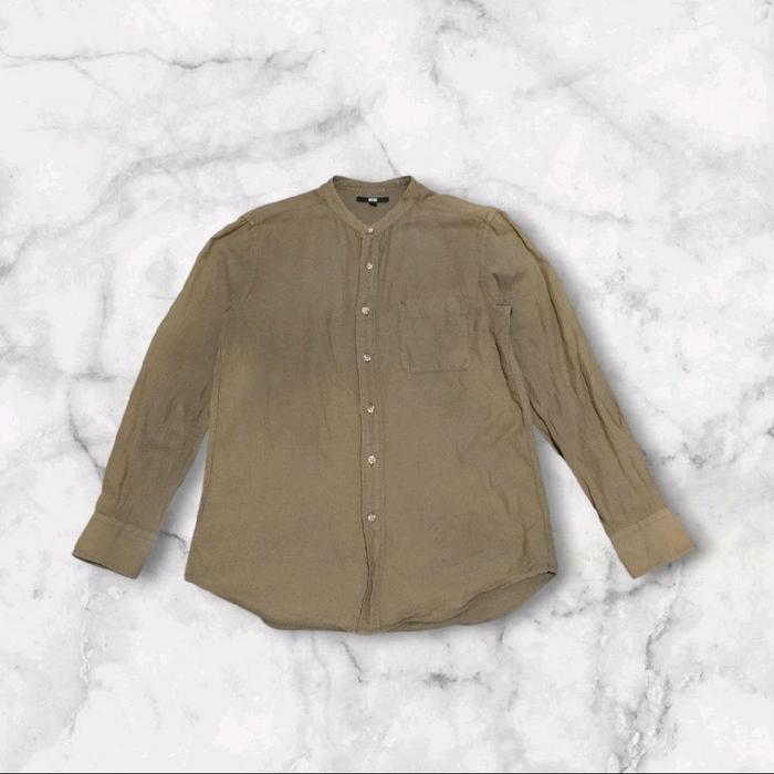 Uniqlo Shanghai Collar Olive Green Longsleeve Shirt Original